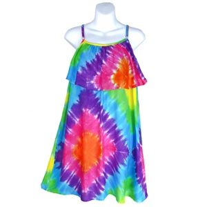 Diamond Tie-Dye Front Ruffle Sundress